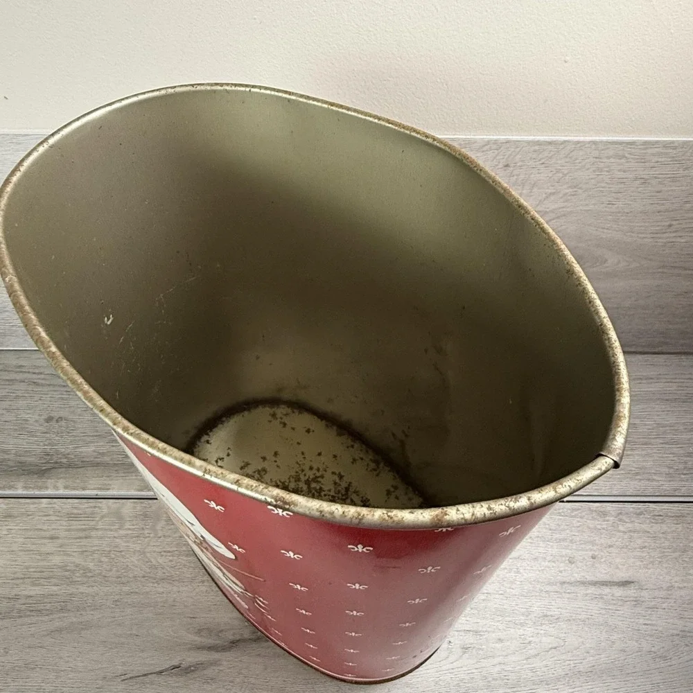 Vintage Campbell Soup Company Campbell Kids Wastebasket Red Metal USA Kitchen